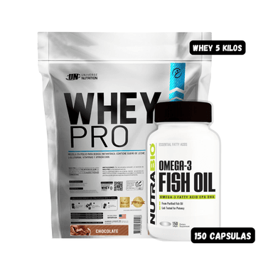 WHEY PRO 5 KG (CHOCOLATE) + OMEGA 3 NUTRABIO 150 CAPSULAS