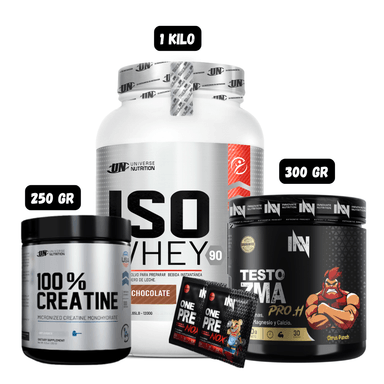 ISO WHEY 90 1.1 KG (CHOCOLATE) + PRECURSOR DE TESTO 300 GR INN (CITRUS PUNCH) + CREATINA UN 250 GRAMOS + 2SACHET DE PRE PREENTREN