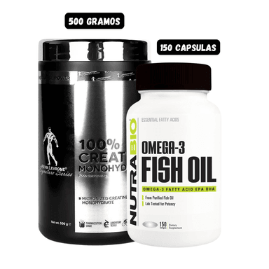 CREATINA KEVIN LEVRONE 500 GR + OMEGA 3 (150 CAPSULAS)