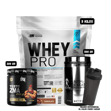 WHEY PRO 5 KG (CHOCOLATE) + CREATINA KEVIN LEVRONE 500 GR + PRECURSOR DE TESTO 300 GR INN (CITRUS PUNCH) + SHAKER