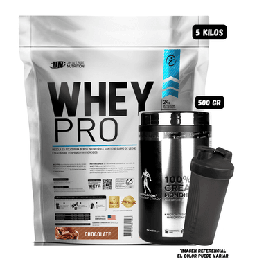 WHEY PRO 5 KG (CHOCOLATE) + CREATINA KEVIN LEVRONE 500 GR + SHAKER
