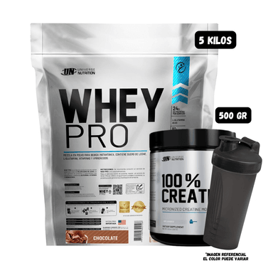WHEY PRO 5 KG (CHOCOLATE) + CREATINA UN 500 GR + 1 SHAKER
