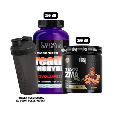 CREATINA ULTIMATE NUTRITION 300 GRAMOS + PRECURSOR DE TESTO 300 GR INN (CITRUS PUNCH) + 1 SHAKER