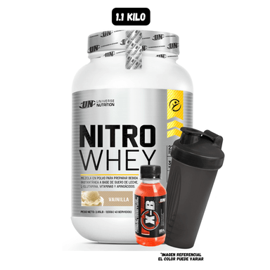 NITRO WHEY 1.1 KG (VAINILLA) + 1 BOTELLITAS XB + 1 SHAKER