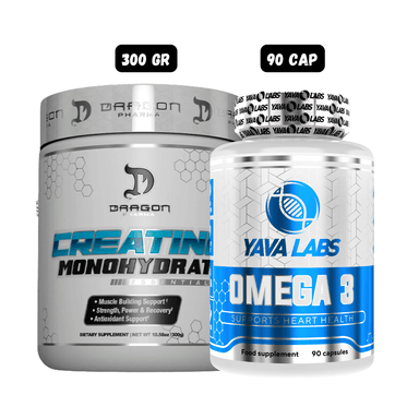 OMEGA 3 YAVA LABS (90 CAPSULAS) + CREATINA DRAGON PHARMA 300 GR