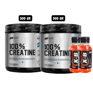 2 CREATINA UN 500 GR + 2 BOTELLITAS XB