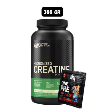 CREATINA ON 300 GR + 1 SACHET DE PRE ENTRENO - 1