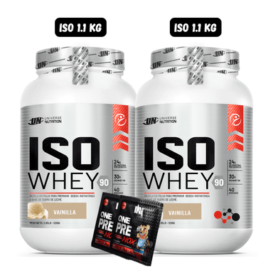 2 ISO WHEY 90 1.1 KG (2 VAINILLAS) + 2 SACHET DE PRE ENTRENO