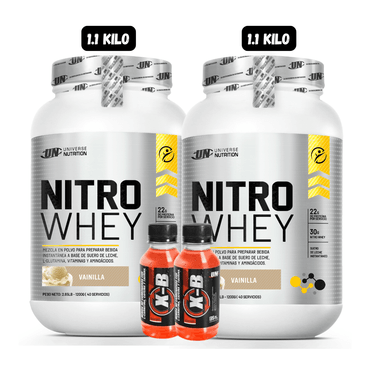 2 NITRO WHEY 1.1 KG (2 VAINILLAS) + 2 BOTELLITAS DE QUEMADORES XB
