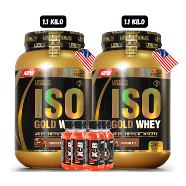 2 ISO GOLD WHEY 1.1 KG (2 CHOCOLATES) + 4 BOTELLITAS DE QUEMADORES XB