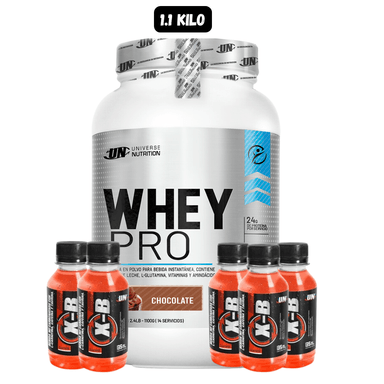 WHEY PRO 1.1 KG (CHOCOLATE) + 5 BOTELLITAS DE QUEMADORES XB