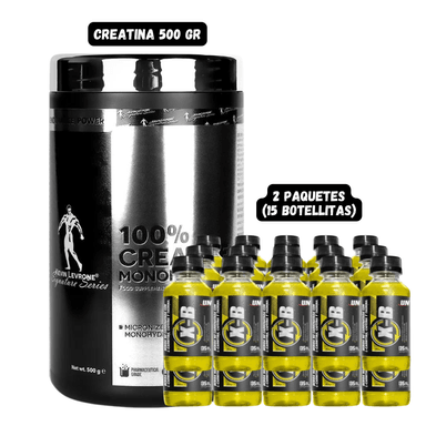 CREATINA KEVIN LEVRONE 500 GRAMOS + 2 PAQUETES DE QUEMADORES XB