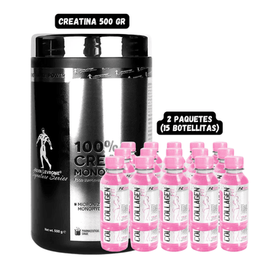 CREATINA KEVIN LEVRONE 500 GRAMOS + 2 PAQUETES DE QUEMADORES DE GRASA FITFEM