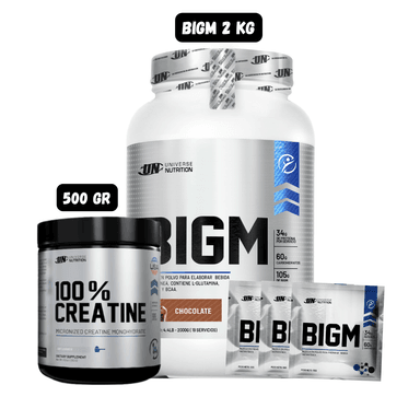BIGM 2 KG (CHOCOLATE) + CREATINA UN 500 GR + 3 SACHET BIGM