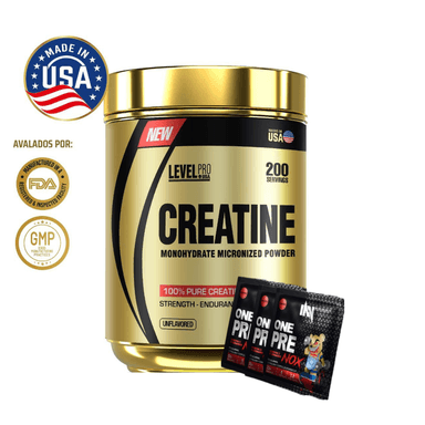 CREATINA LEVEL PRO 500 GR + 3SACHET DE PRE ENTRENO