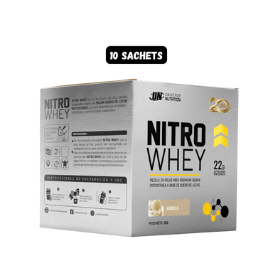 PROTEÍNA UNIVERSE NUTRITION NITRO WHEY CAJA DE 10 UNIDADES VAINILLA
