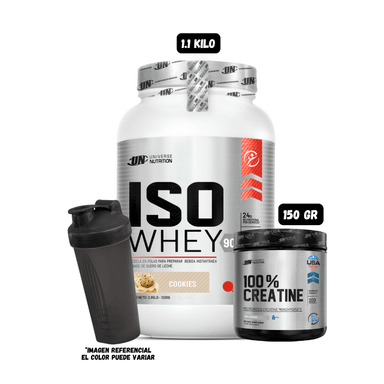 ISO WHEY 90 1.1 KG (COOKIES) + CREATINA UN 150 GRAMOS + 1 SHAKER - 1