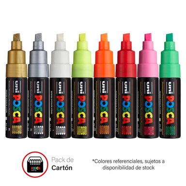 POSCA PACK PC-8K8P ESTUCHE X8 FLUORESCENTE - 1