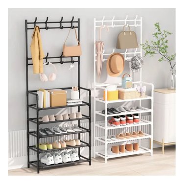 ZAPATERA MÁS PERCHERO 4 NIVELES -BLANCO | PARA ZAPATOS ROPAS CARTERAS GORRAS ACCESORIOS