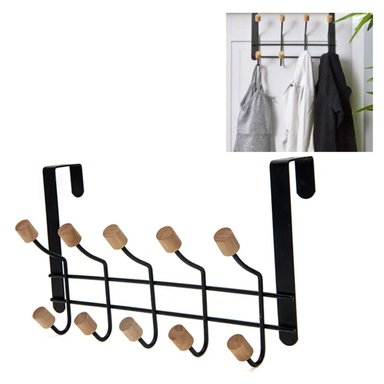 COLGADOR PARA PUERTA DE 10 GANCHOS NEGRO
