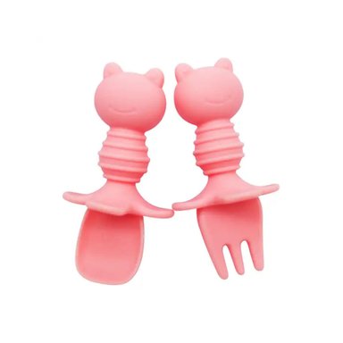 MINI CUBIERTOS NIÑA TENEDOR CUCHARITA ROSADO