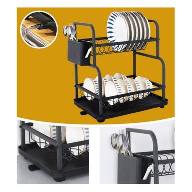 SECADOR DE PLATOS DE ACERO NEGRO 41X41X30