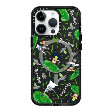 CASE MAGSAFE IPHONE 15 PRO RICK Y MORTY PORTAL NEGRO TRANSPARENTE - 1