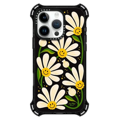 CASE BUMPER IPHONE 14 Y 15 PLUS HAPPY DAISIES NEGRO TRANSPARENTE - 1