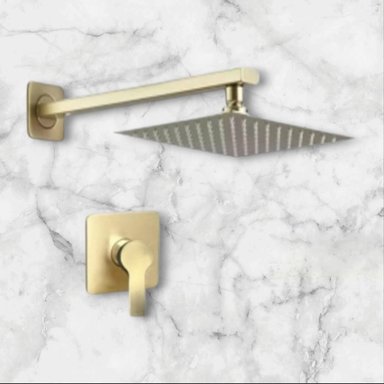 COMBO DUCHA 8 PULGADAS APACHE Y MONOMANDO EN ACERO DORADO MATE