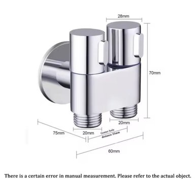 GRIFERÍA HORSE VALVULA ANGULAR DOBLE SALIDA INDIVIDUAL BIDE EN LATON CROMADO PESADO