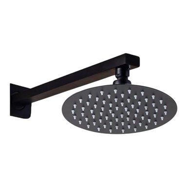 DUCHA ESPAÑOLA 30CM REDONDA CON BRAZO 40CM EN ACERO INOXIDABLE NEGRO MATE