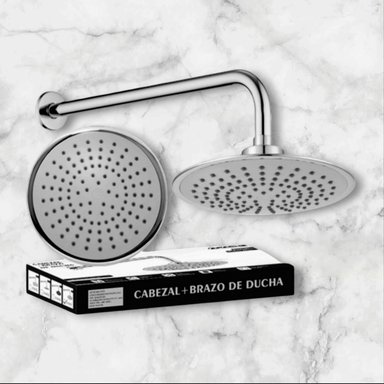 CABEZA DUCHA REDONDA 20CM ABS CROMADO BRAZO ACERO 40CM MODERNO ELEGANTE - 4