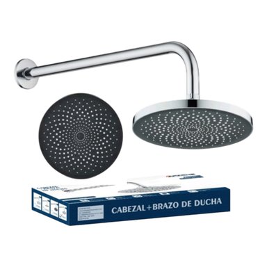 CABEZA DUCHA REDONDA 20CM ABS CROMADO BRAZO ACERO 40CM MODERNO ELEGANTE