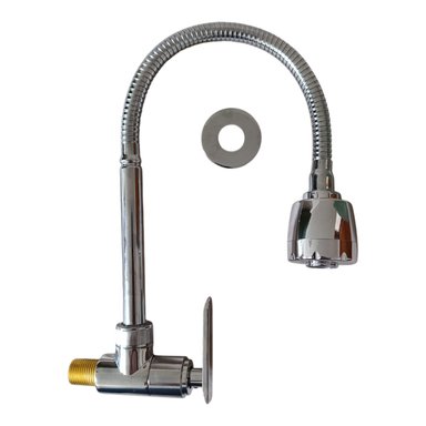 GRIFO MONOCOMANDO CAÑO COCINA A LA PARED FLEXIBLE 360° BRONCE CROMADO PESADO MONOMANDO