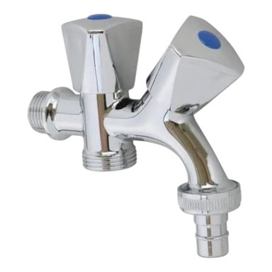 GRIFO CAÑO LAVADORA O JARDIN DOBLE SALIDA EN ACERO CROMADO