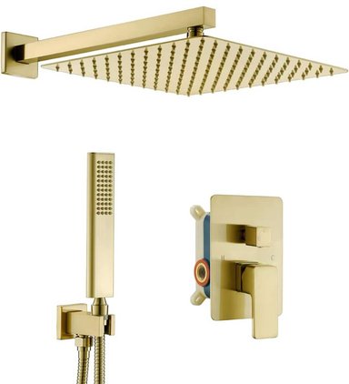 COMBO DUCHA FRATELLI ESPAÑOLA MULTIFUNCIONAL MEZCALDORA ORO TELEFONO PLATO 10' BRATIA 25 CM - 2
