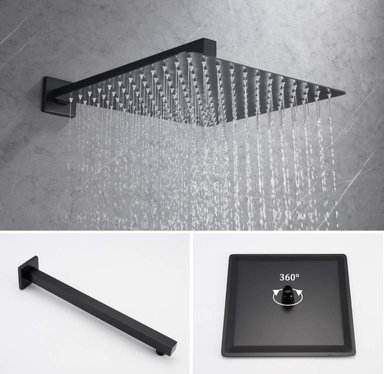 COMBO DUCHA FRATELLI ESPAÑOLA MULTIFUNCIONAL MEZCLADORA MONOMANDO NEGRO MATE TELEFONO PLATO 10' BRATIA 25 CM - 3