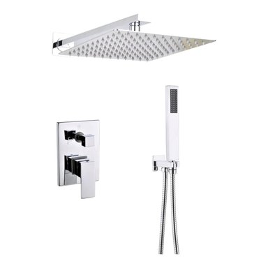 COMBO DUCHA FRATELLI ESPAÑOLA MULTIFUNCIONAL MONOMANDO MEZCALDORA ACABADO ACERO CROMADO TELEFONO PLATO 10' BRATIA 25 CM