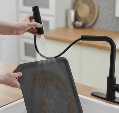 GRIFO HORSE MEZCLADORA COCINA 4 FUNCIONES ACERO INOXIDABLE Y BRONCE NEGRO MATE - 3