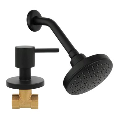 GRIFERÍA REGADERA DUCHA 11CM CON BRAZO Y LLAVE MONOMANDO BRONCE AGUA FRIA NEGRO MATE