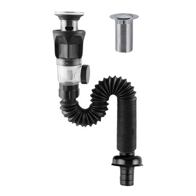 SIFÓN DES003 FLEXIBLE ANTI OLOR PUSH NEGRO COCINA MULTIFUNCIONAL O BAÑO