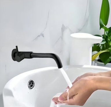 GRIFO ALETA SMBK CAÑO PARED BRONCE NEGRO MATE LAVATORIO PICO MINIMALISTA