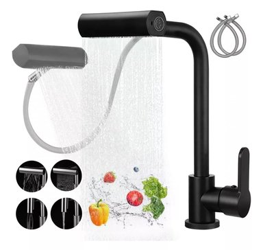 CAÑO HORSE HORSE360 MEZCLADORA GRIFERIA NEGRA MATE TIPO DUCHA