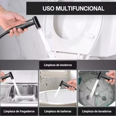 DUCHA NEGRO MATE BIDE APACHE ACERO INOXIDABLE SET COMPLETO CON VALVULA DOBLE CONEXION STANDARD - 5