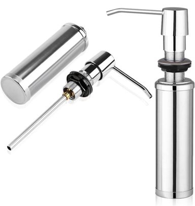 DISPENSADOR DE JABÓN LIQUIDO EMPOTRABLE DE ACERO CROMADO PREMIUM