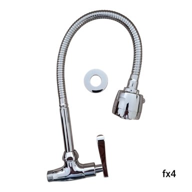 GRIFO CAÑO COCINA PARED GIRALY FLEXIBLE 360° ACERO CROMADO BRILLANTE