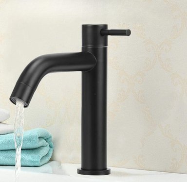 GRIFO CAÑO OVALIN O BOWL LIVIANO DE 18CM DE ACERO NEGRO MATE