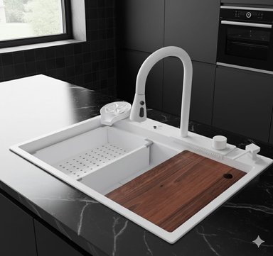 LAVADERO DE COCINA MULTIFUNCIONAL RINOX SMARTCHEF BLANCO PULIDO