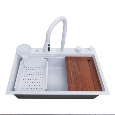 LAVADERO DE COCINA MULTIFUNCIONAL RINOX SMARTCHEF BLANCO PULIDO - 8