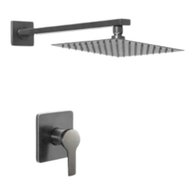 SUPER COMBO DUCHA 20CM CON MEZCLADORA MONOMANDO CALIENTE FRIO GRIS PLOMO ACERO INOXIDABLE